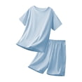 thumbnail image 4 of Edvintorg Girls Summer 2 Piece Sets Lightweight Short Sleeve Crewneck Tops and Shorts Loungewear Matching Set Teen Clothes Size 11-18, 4 of 8
