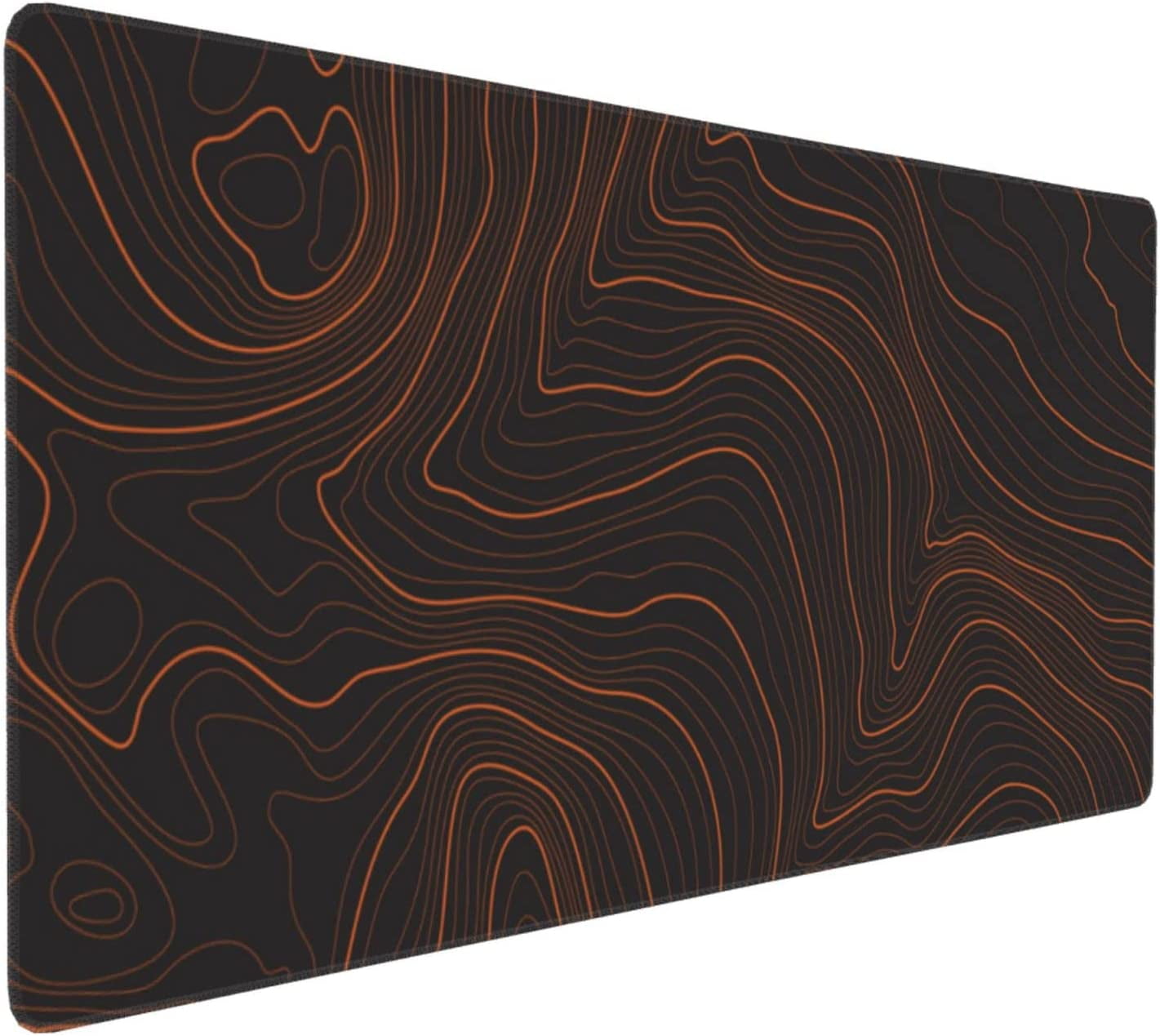 Large Gaming Mouse Pad Orange Map Lines Contour Geographic PC Computer Keyboard XXL Mouse Mat Desk Pad Non-Slip Desk Mat for Home Office Gaming Work, 35.5 X 16 in