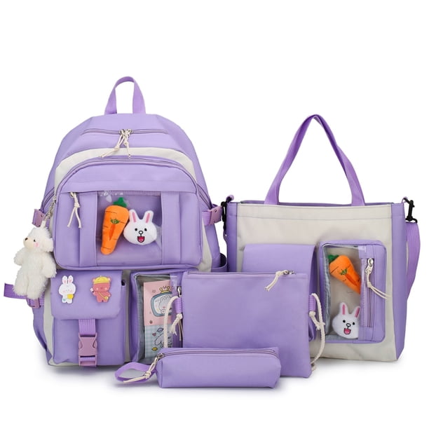 Sywqhk Juego De 4 Mochilas Escolares Para Niñas Adolescentes, Mochilas Para Estudiantes (Púrpura) Sywqhk Para estrenar