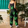 thumbnail image 4 of Halloween Jumpsuits for Women Spaghetti Strap Overalls Print Loose Sleeveless Linen Romper, 4 of 7