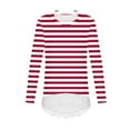 thumbnail image 5 of NAISIBABY Girls Tops with Lace Hem, Fashion Striped Crewneck Long Sleeve Kids Casual Fall T Shirts Red 10T, 5 of 6