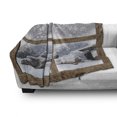 thumbnail image 3 of Winter Soft Flannel Fleece Blanket, Rustic Snowy Woodsy Frame Window View Print Mountain House Cold Christmas Day, Cozy Plush for Indoor and Outdoor Use, 70" x 90", White and Khaki, by Ambesonne, 3 of 6