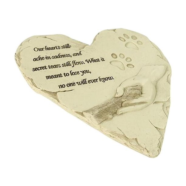 Piedra conmemorativa para lápida de mascotas, decoración resistente a la intemperie, marcador de tumba para mascotas con huella de pata blanco