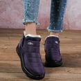 thumbnail image 4 of Xfvqtps Snow Boots for Womens Ankle Boots Fur Lined Side Zipper Solid Color Thick Bottom Flat Non Slip Waterproof Resistant Thickened Warm Winter Outdoor Sneakers Snow Boots Purple, 4 of 8