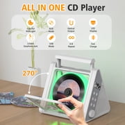 Greadio Portable CD Player with 20W Speaker, 4000mAh Rechargeable Bluetooth CD Player with Battery,Triangle Design Speaker with Remote Control