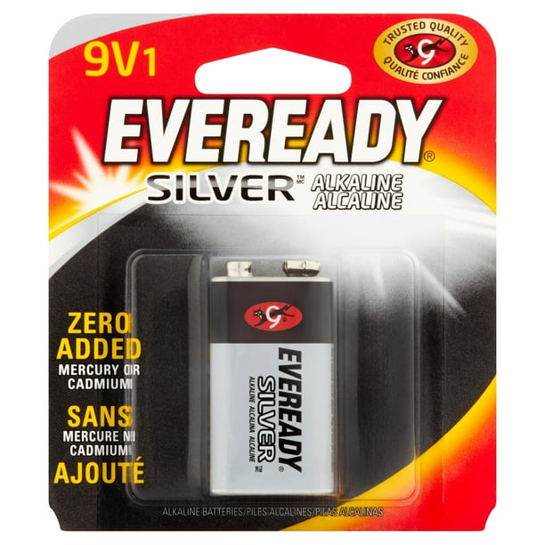 Eveready Silver Alkaline 9V Batteries, 1 Pack of 9 Volt Batteries
