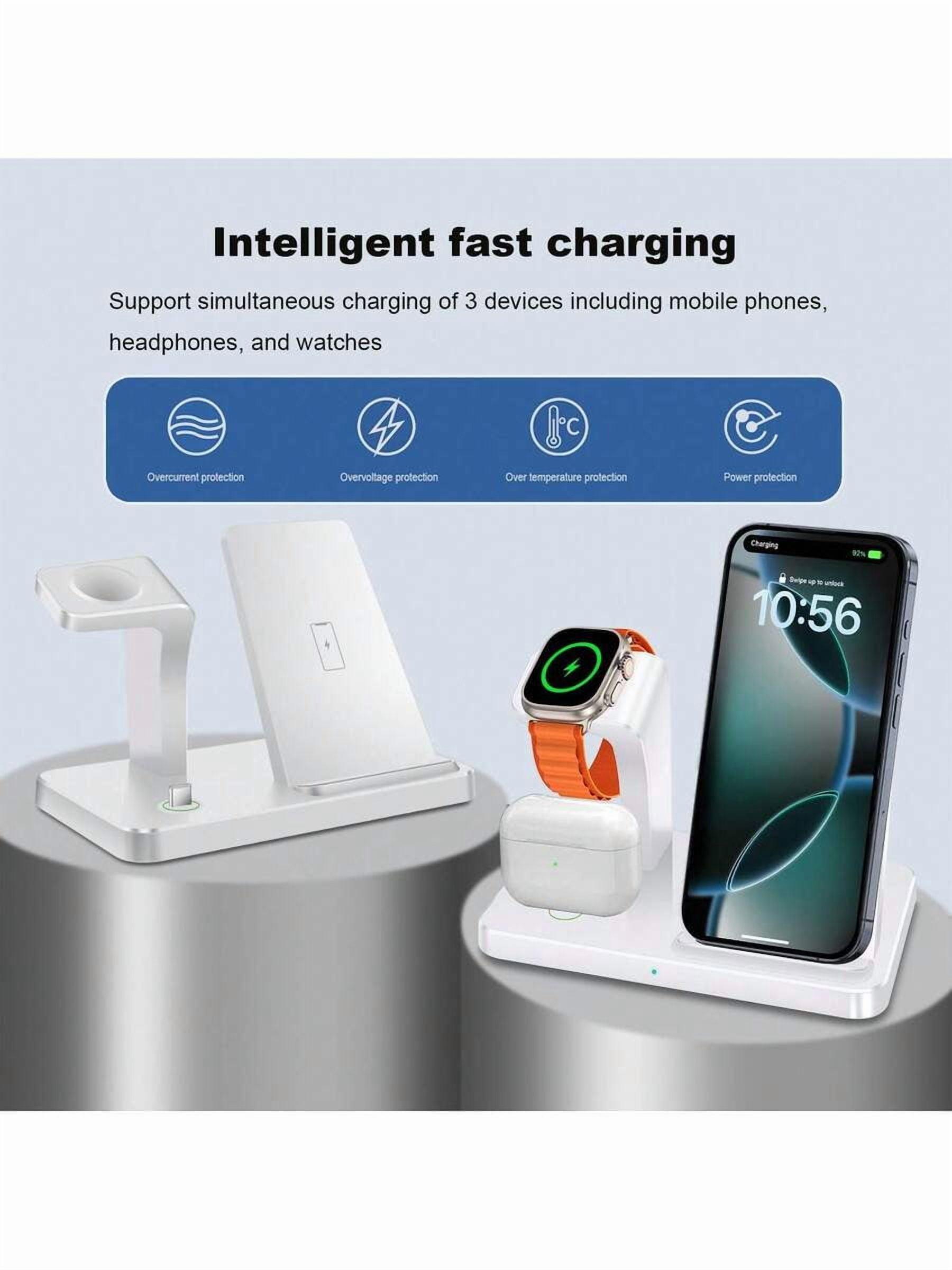 3 in 1 Wireless Charger Stand for iPhone 14-6, Apple Watch Ultra/SE/10-2, AirPods 4/3