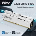 thumbnail image 2 of Kingston FURY Beast 32GB (2 x 16GB) 288-Pin PC RAM DDR5 6400 (PC5 51200) Memory (Desktop Memory) Model KF564C32BWEK2-32, 2 of 4