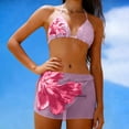 thumbnail image 6 of 3 Piece Swimsuits Floral Triangle Halter Bikini Set with Cover Up Sheer Beach Skirt, 6 of 6