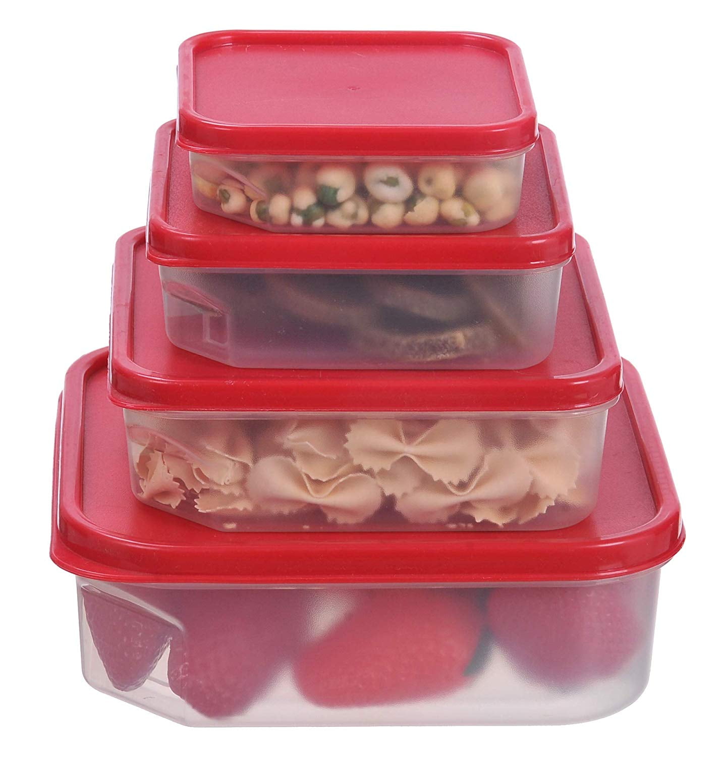 Sealco Food Storage Containers With Lids Reusable Plastic Bpa Free Stackable Microwave Dishwasher Freezer Safe 4 Piece Set