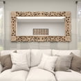DecMode 36" x 72" Light Brown Intricately Carved Floral Wall Mirror