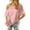 Pink, variant on Womens Tops Short-Sleeved Round Neck Solid Color Off-Shoulder Summer Casual Outer Wear Loose Shirt Khaki M
