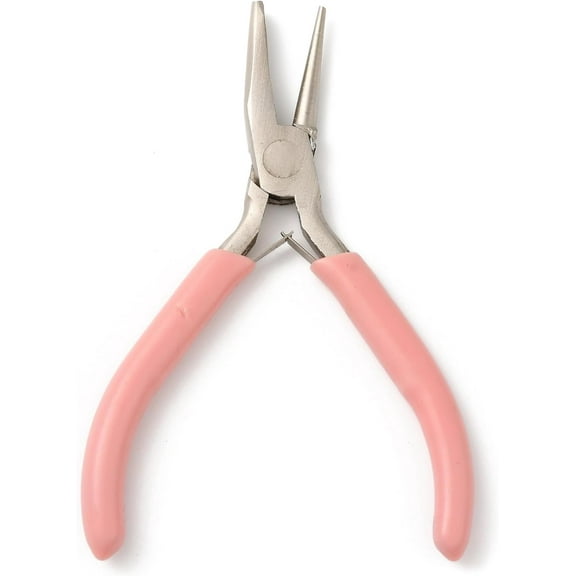1 pc Steel Jewelry Pliers Round/Concave Pliers Wire Looping and Wire Bending Plier with Plastic Handle Cover Ferronickel Pink 11.7x7.9x0.95cm
