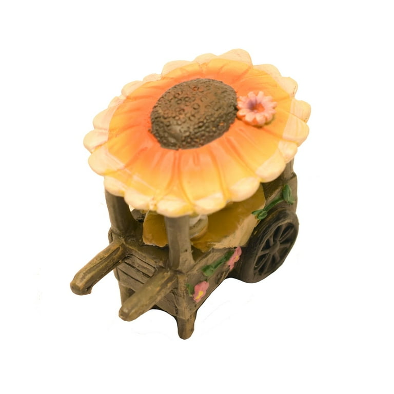 Miniature Fairy Garden Sunflower Coffee Mug Tea Pot Cart Outdoor Landscape Decor
