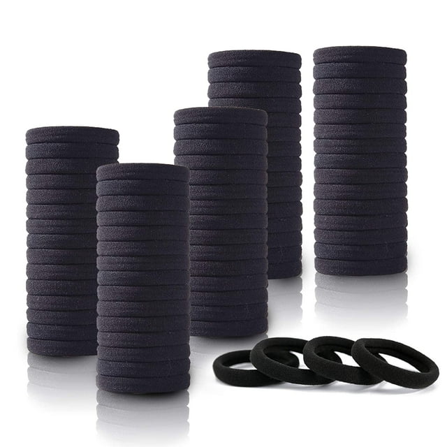 Bandas elásticas gruesas para mujer, coleteros sin costuras, lazos para el cabello negros, juego de 100 piezas