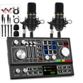 thumbnail image 1 of Paquete de equipos de podcast para 2, mezclador de audio con micrófono de condensador e interfaz de audio de fuente de alimentación fantasma de 48 V para juegos de grabación en vivo, 1 of 5