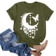 thumbnail image 4 of Gibobby Playera de Manga Corta con Cuello Redondo Camiseta informal deportiva de manga corta con cuello redondo y estampado de luna a la moda para mujer(AG,M), 4 of 5