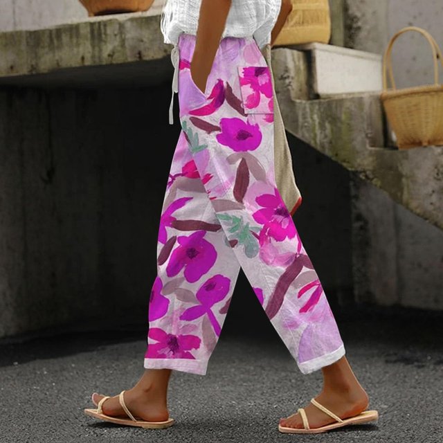WILLBEST Pantalones Casuales para Mujer, Ligeros, Sueltos y Cómodos, para Primavera y Verano, Diseño de Bolsillo de Cintura Alta, Ideales para Playa y Uso Diario. Extra Grande