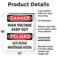 thumbnail image 2 of (2 Pack) High Voltage Keep Out (Bilingual) OSHA Danger Sign 12 Inch X 18 Inch Plastic Sign, Weather Resistant, UV Protected for Workplace, Business, and Construction Site, Made in the, 2 of 8