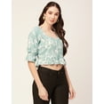 thumbnail image 3 of Moomaya Women Short Top Sweetheart Neck Elbow Sleeves Crop Top, 3 of 8