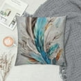 thumbnail image 2 of GOSMITH  Bird Feather Throw Pillow Cover Teal Brown Turquoise Feather Decorative Pillow Case Home Decor Square Pillowcase, 2 of 5