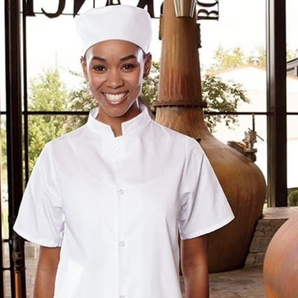 0921-2510 6Extra Large Mandarin Collar Utility Shirt in White