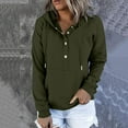 thumbnail image 2 of XPMWRP Women's Quarter Button Hooded Solid Color Sweatshirt Fashion Long Sleeve Drawstring Pullover Oversized Fall Winter Casual Sweatshirt With Pocket Green S, 2 of 6