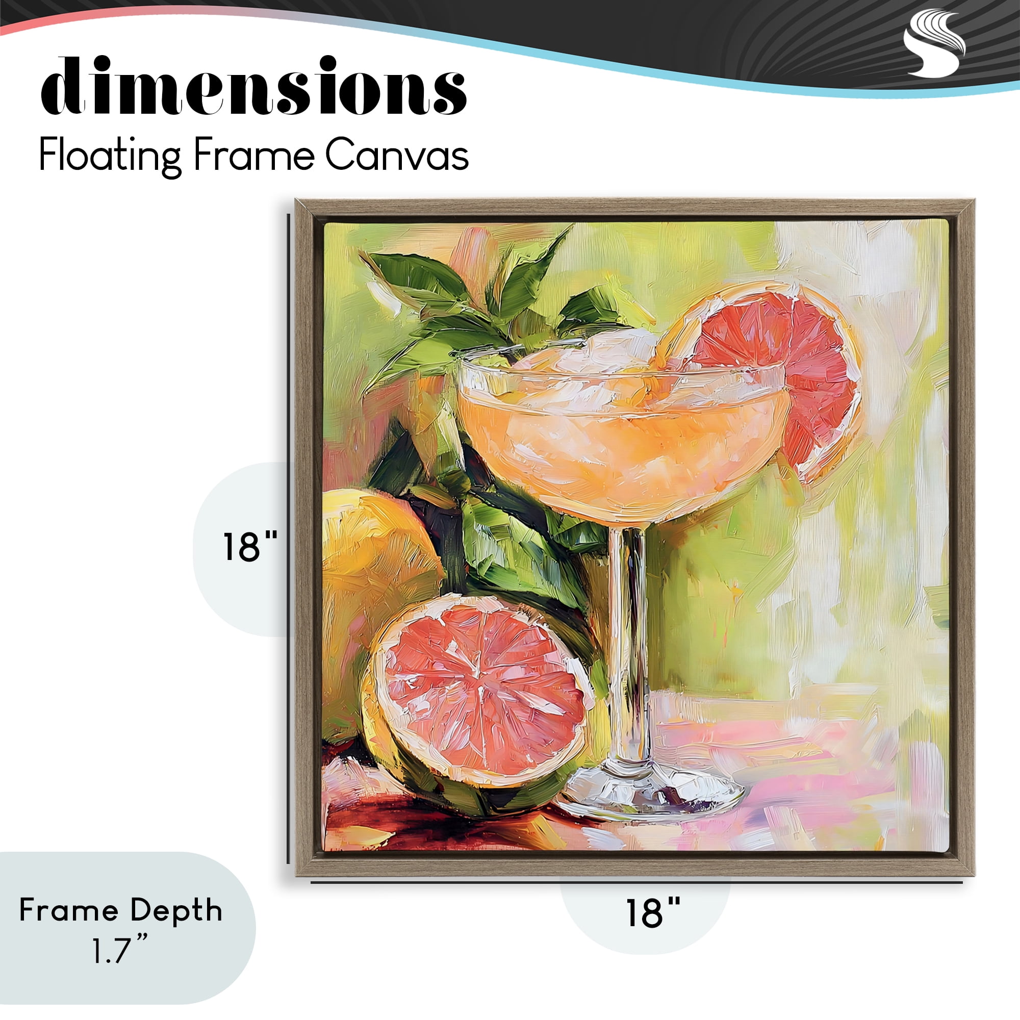 Stupell Industries Grapefruit Summer Cocktail Brown Framed Floater Canvas Wall Art, design by Riley B