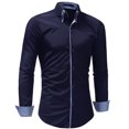 thumbnail image 2 of Hombres Casual Doble Cuello Botones de Puerta Slim Fit Sólido Manga Larga Blusa de Moda Camisa Odeerbi ODB-6, 2 of 5
