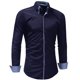 thumbnail image 2 of Hombres Casual Doble Collar Puerta Botones Slim Fit Sólido Manga Larga Moda Blusa Camisa Pompotops oipoqjl28138, 2 of 5