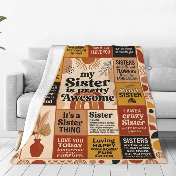 Sister Throw Blanket, Sister Gift Throw Blanket, Birthday Gift for Women, Soft Flannel Cozy Blanket with Sister Theme 50x40