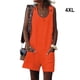 thumbnail image 4 of Sonducket Mono sin mangas con cuello para mujer, mono informal para caminar en la playa Vestidos Naranja 4XL, 4 of 5