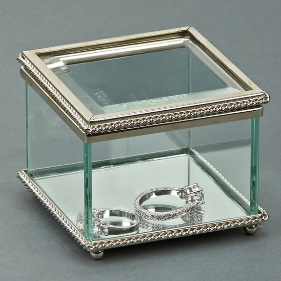 Creative Gifts International 003610 3.25 in. Glass Square Hinged Box