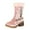Pink, variant on Snow Boots for Women Xmas Tree Embroidery Casual Suede Plush Mid Calf Lug Sole Stacked Heel Long Boots Winter Holiday Christmas Dress Booties