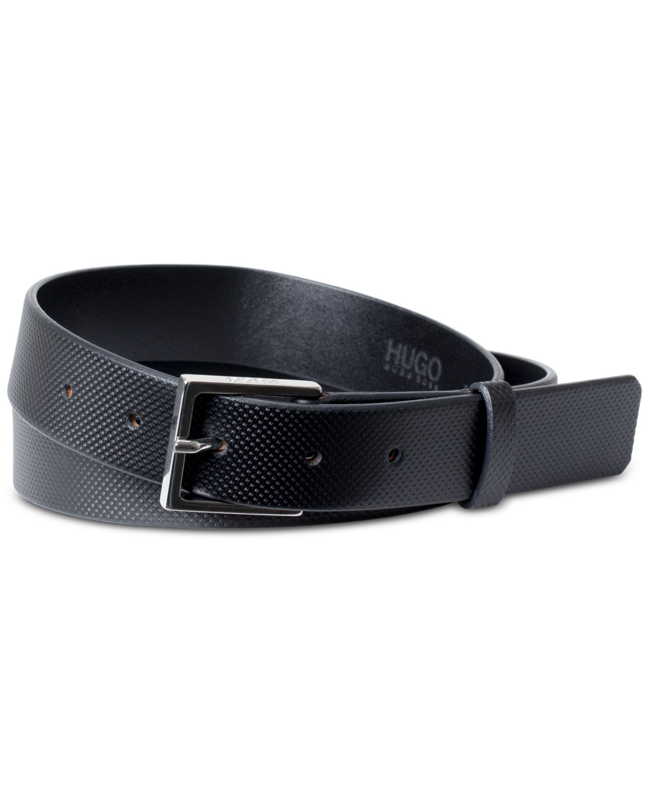 Boss Hugo Boss Belts Silver Men's 34 Textured Leather Dress Belt 33