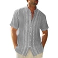 thumbnail image 2 of Cuban Guayabera Shirts for Men Short Sleeve Casual Button Down Shirt Collar Beach Camp Mexican Tops, 2 of 5