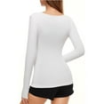 thumbnail image 2 of Women's Long Sleeve T-Shirt Scoop Neck Slim Fit Stretchy Layer T Shirts Tops, 2 of 4