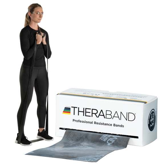 THERABAND Resistance Bands, 6 yd Roll, Black, Special Heavy Thickness, 7.3 lbs Resistance, Level 6
