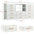 thumbnail image 2 of EnHomee White Dressers for Bedroom with LED Lights TV Stand with Power Outlet for 55'' TV with 12 Fabric Drawers, 2 of 8