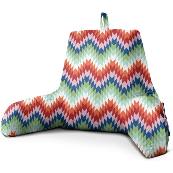 Colorful Reading Pillow, Backrest Pillows for Sitting in Bed with Removable Washable Cover, Back Support Husband Pillow with Arms for Bed and Couch
