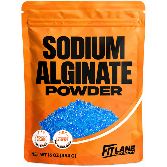 Sodium Alginate Powder 1 lb - Food Grade Pure Bulk Powder for Thickening - by Fit Lane Nutrition