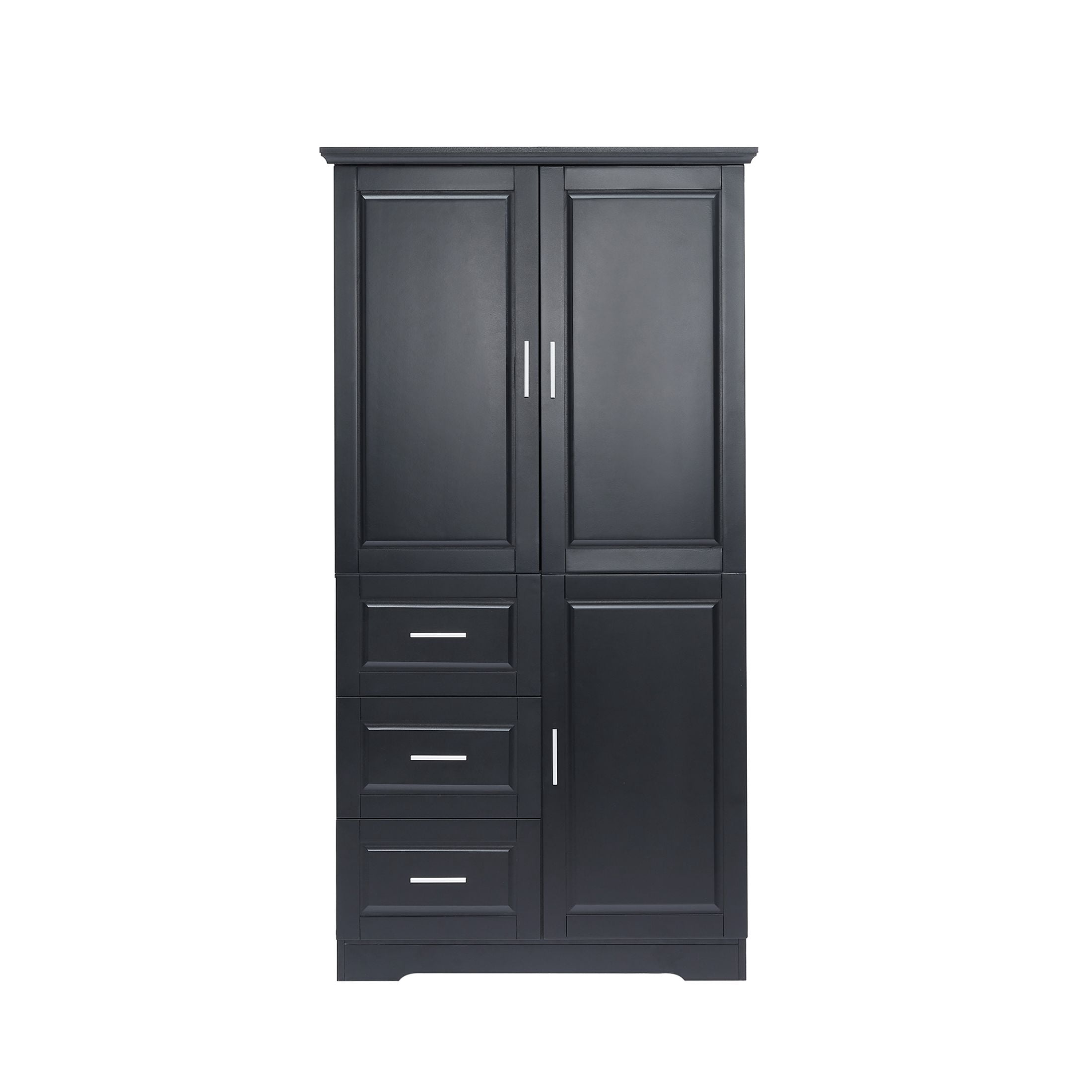 DEALTOPS Tall Storage Cabinet with Spacious Storage and Adjustable Shelves for Bathroom, Living Room, Black