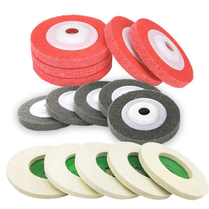 15 Pcs 4 Inch x 5/8 Inch Wheel Wheels Nylon Fiber Polishing Set