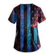 thumbnail image 3 of Wycnly Womens Tops Independence Day Pocket Patriotic Nurse's Tunic Shirts Summer Casual Star Flag Print V-Neck Short Sleeve Blouse Dark Blue l, 3 of 3