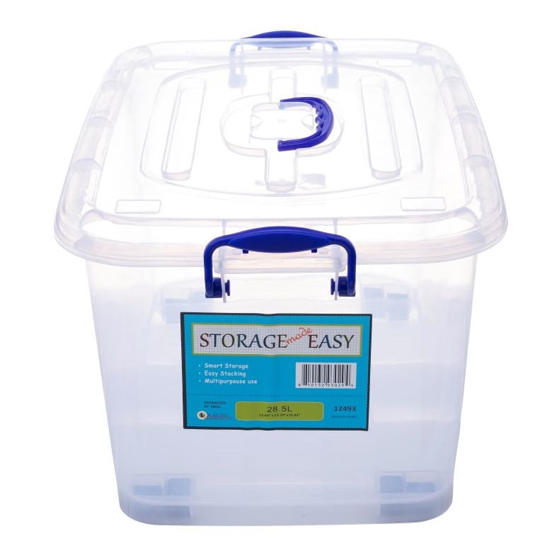 32L Plastic Storage Box with Wheels, 20"x13.5"x11" for Adults and Teens