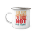thumbnail image 1 of Introvert Coffee Mug, I'm Not Anti-social I'm Just Not User Friendly, Mug For Introvert-12 oz Stainless Steel Enamel Finish White Camper Coffee Mug, 1 of 2