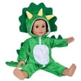 thumbnail image 6 of AlevRam 2 Sets 18 inch Doll Clothes Triceratops Hooded Jumpsuit, Soft Plush Dinosaur Costume with Horns & Tail, One-Piece Outfit for 18 Inch Dolls, 6 of 9