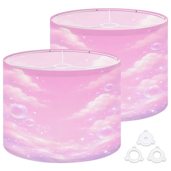 Lamp Shades Set of 2 Easy Assembly Drum Lampshades for Table Lamps Floor Lamps Pendant Light 13"x13"x10" Replacement Lamp Shade