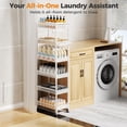 thumbnail image 6 of 6 Tier Slim Storage Cart with Wheels, 10" D Rolling Storage Cart for Small Space, Metal Narrow Spice Cabinet Mobile Shelving Unit Organizer with Handle for Kitchen, Laundry - White, 6 of 15