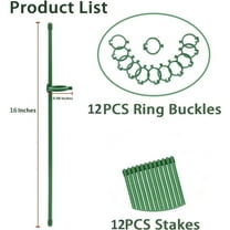PATLOLLAV 12 Pcs Adjustable Plant Support Stakes Garden Single Stem Support Stake Plant Cage Support Rings with Plant Clips and Connect Pipe for Orchid Rose Tomato,6Inch